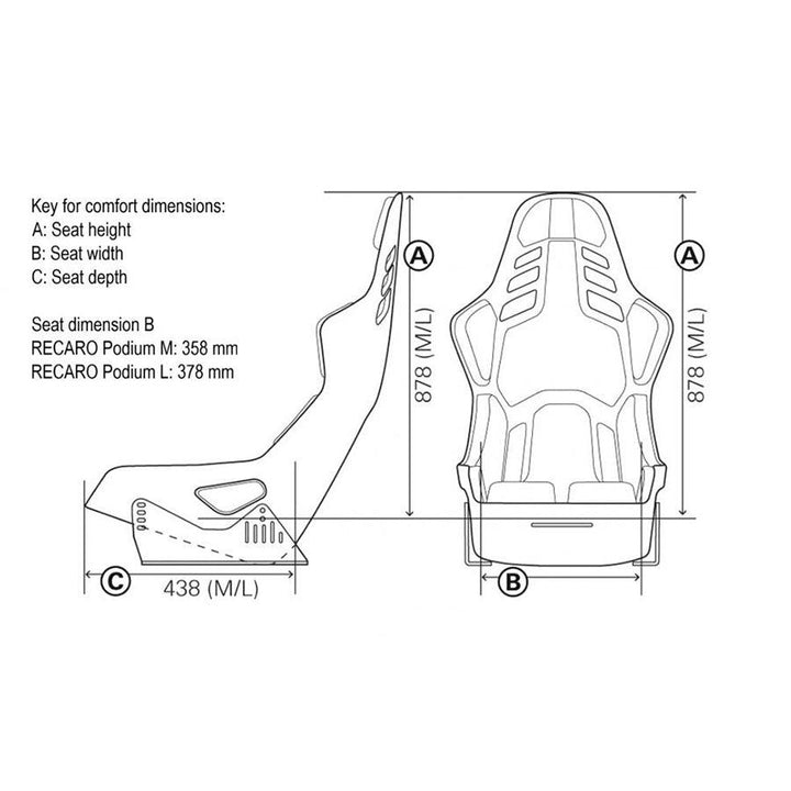 Recaro Podium CFK (CF/Kevlar) FIA/ABE Medium/Right Hand Seat - Perlon Velour Blk - Attacking the Clock Racing
