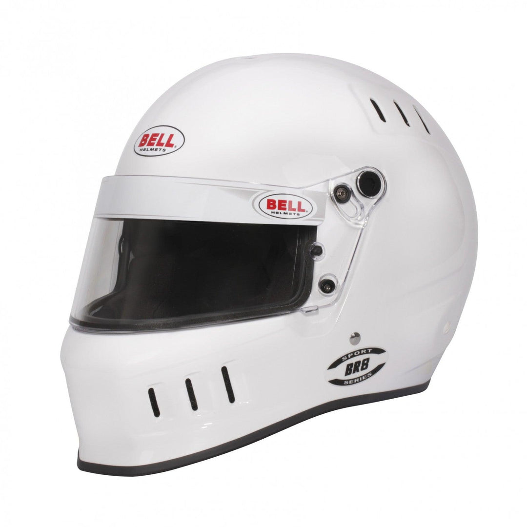 Bell BR8 White Helmet Size Medium - Attacking the Clock Racing