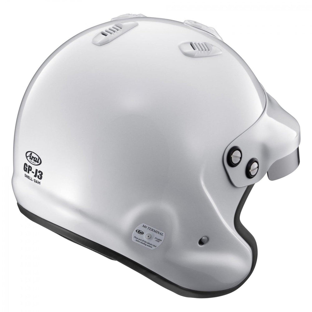 Arai GP-J3 White XS Racing Helmet SA202 - Attacking the Clock Racing