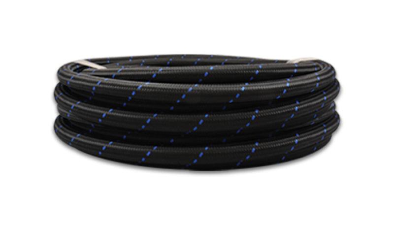 Vibrant -12 AN Two-Tone Black/Blue Nylon Braided Flex Hose (20 foot roll) - Attacking the Clock Racing