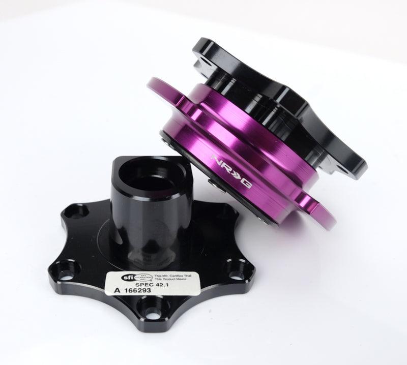 NRG Quick Release SFI SPEC 42.1 - Shiny Black Body / Shiny Purple Ring - Attacking the Clock Racing