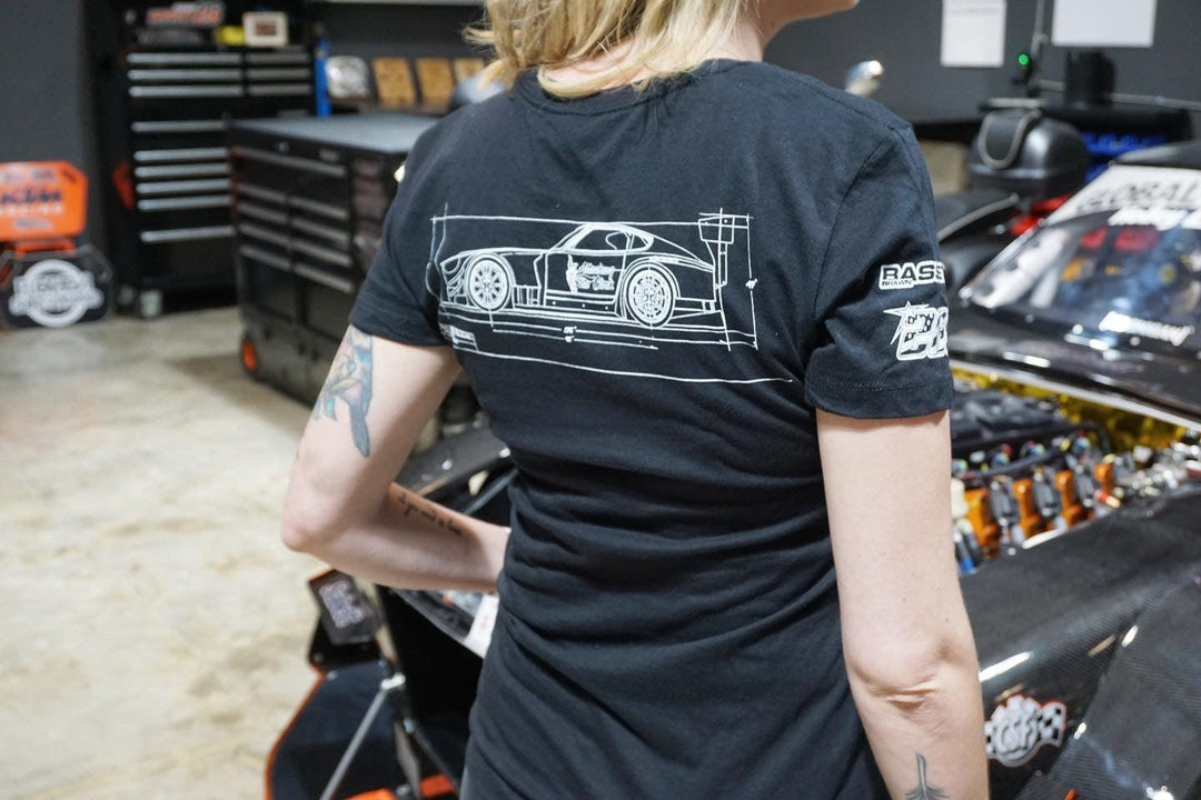 Attacking the Clock 240z Blueprint Tee - Women's - Attacking the Clock Racing