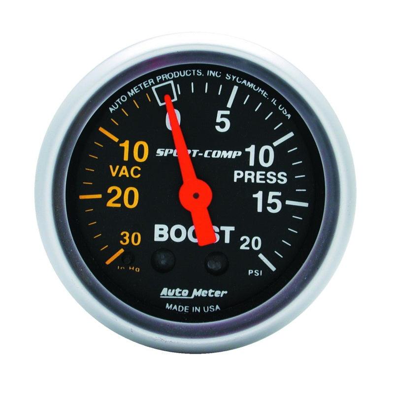 Autometer Sport-Comp 52mm 20 PSI Mechanical Boost Gauge - Attacking the Clock Racing