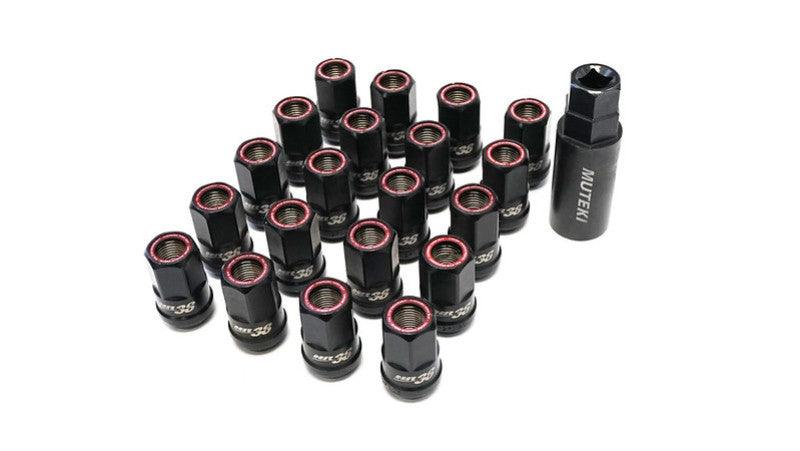 Wheel Mate Muteki HR38 Open End Lug Nuts 12x1.25 Titanium Chrome / Red Ring - Attacking the Clock Racing