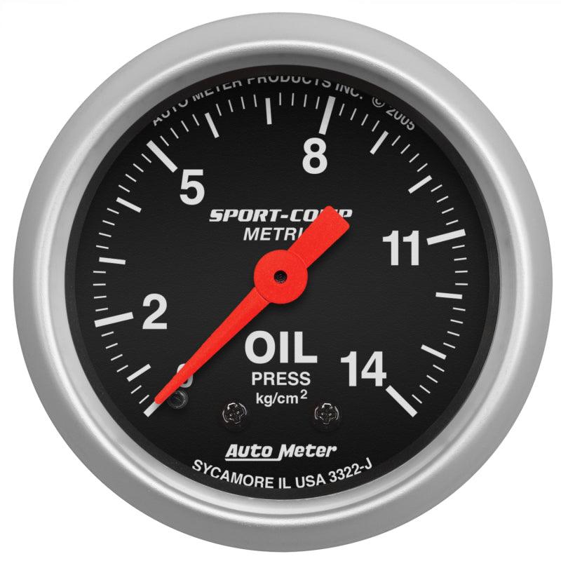 Autometer Sport Comp 52.4 mm Mechanical 0-14 Kg/ Cm2 Oil Pressure Metric Gauge - Attacking the Clock Racing