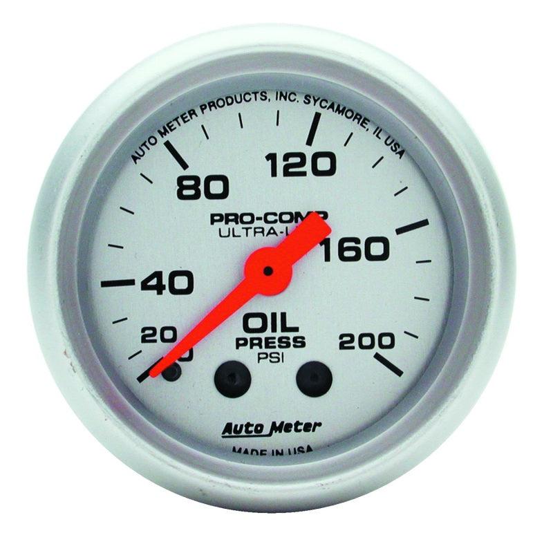 Autometer Ultra-Lite 52mm 0-200 PSI Mechanical Oil Pressure Gauge - Attacking the Clock Racing