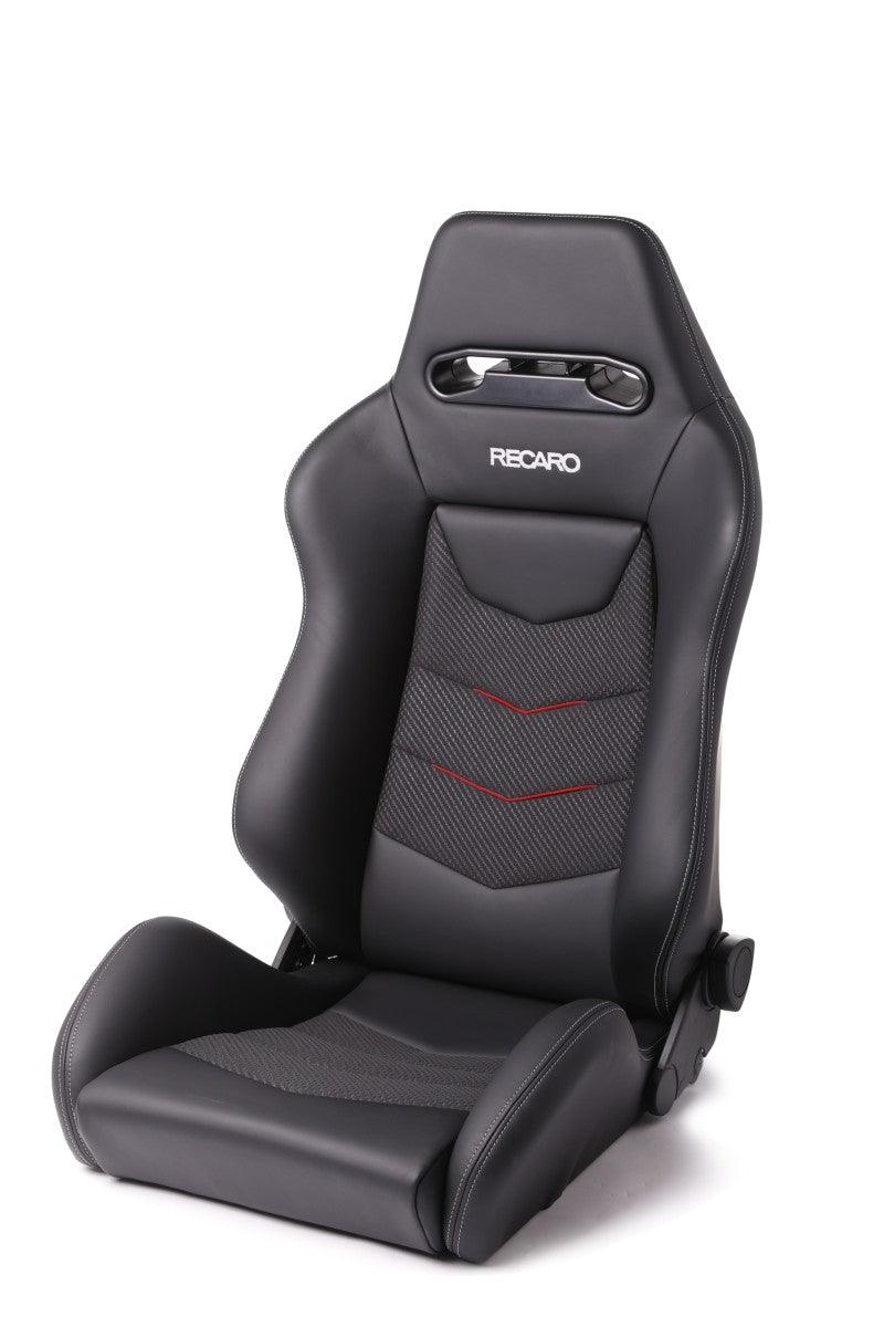 Recaro Speed V Passenger Seat - Black Leather/Red Suede Accent - Attacking the Clock Racing