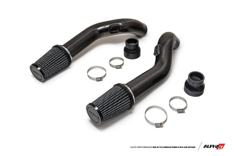 AMS Performance 2009+ Nissan GT-R R35 (CBA/DBA) Alpha Carbon Fiber Intake Pipes for Stock Turbos - Attacking the Clock Racing