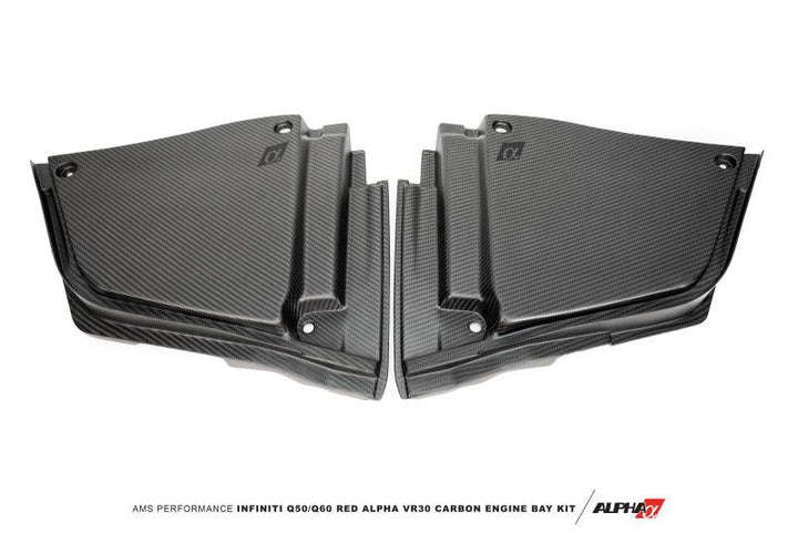 AMS Performance Infiniti 17+ Q60 / 16+ Q50 3.0TT Alpha Matte Carbon Rear Engine Bay Cover Set - Attacking the Clock Racing