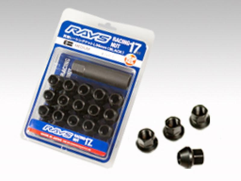 Rays 17 Hex Racing Nut Set L25 Short Type 12x1.25 - Black Chromate (16 Pieces) - Attacking the Clock Racing