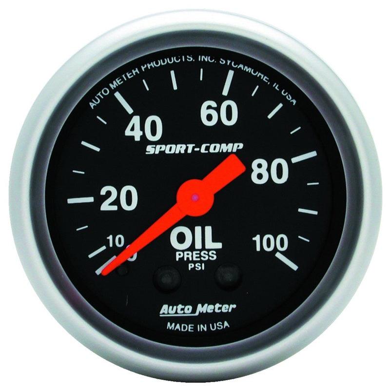 Autometer Sport Comp 52mm Mechanical 0-100 PSI Oil Pressure Gauge - Attacking the Clock Racing