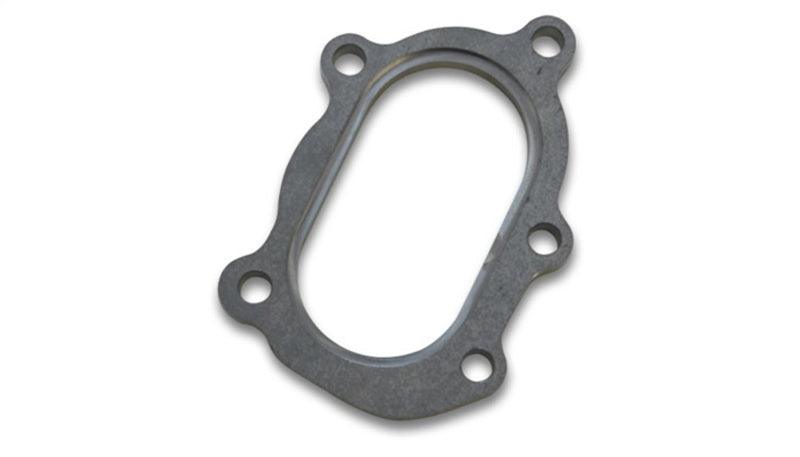 Vibrant GT25R / GT28R Discharge Flange with Oval Outlet (5 Bolt) Mild Steel 1/2in Thick - Attacking the Clock Racing