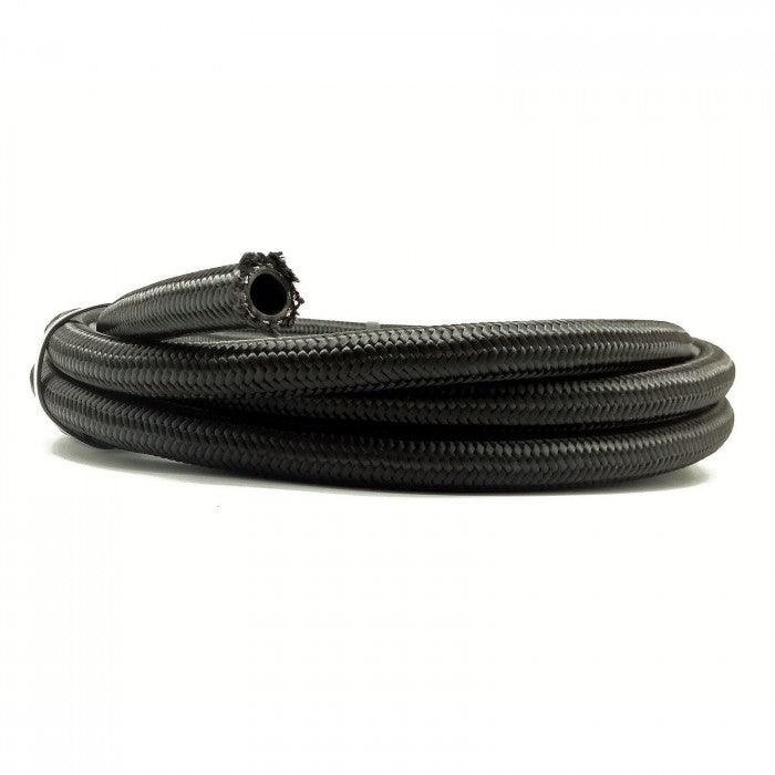 Black Nylon Cotton Braided Hose -10 AN (14mm ID) - Attacking the Clock Racing
