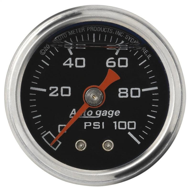 Autometer AutoGage 1.5in Liquid Filled Mechanical 0-100 PSI Fuel Pressure Gauge - Attacking the Clock Racing