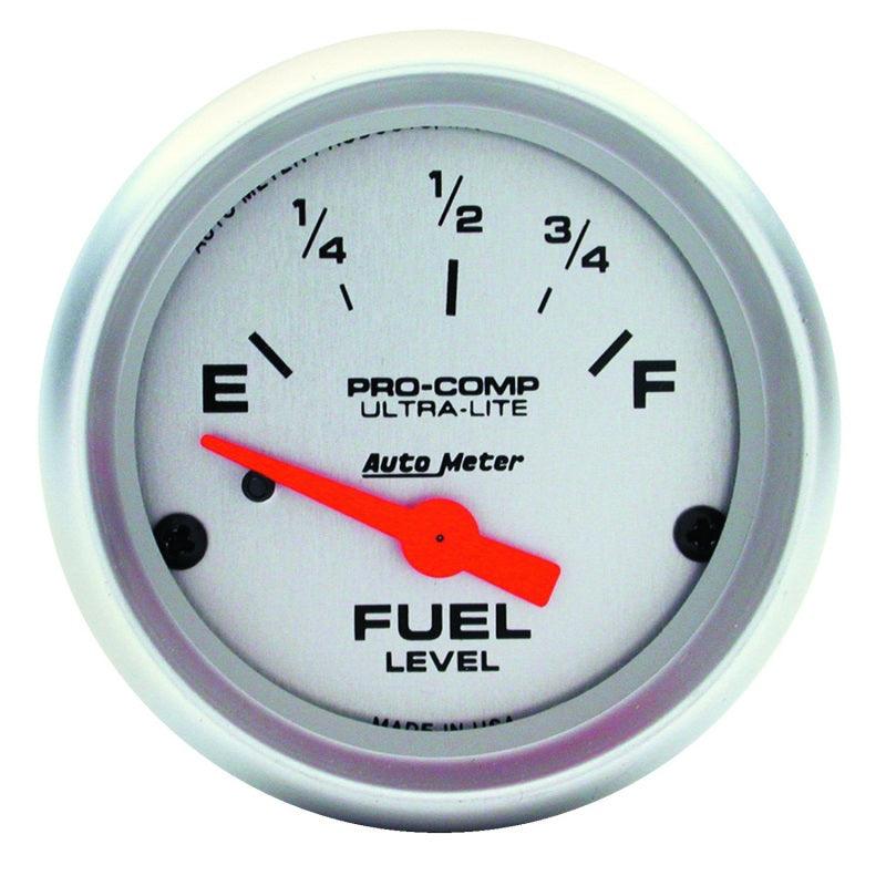 Autometer Ultra-Lite 52mm 73 OHMS Empty/10 OHMS Full Short Sweep Electronic Fuel Level Gauge - Attacking the Clock Racing