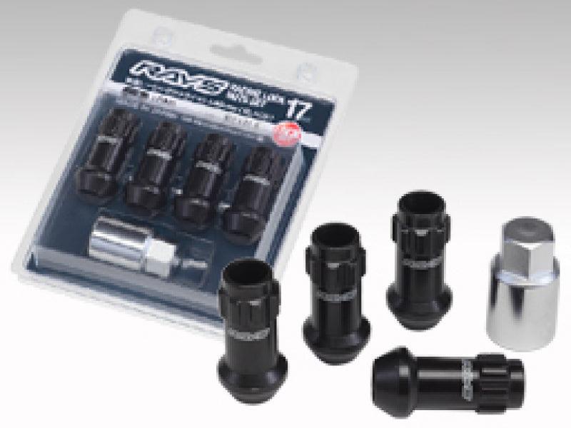 Rays 17 Hex Racing Lock Nut Set L48 Long Type 12x1.25 - Black Chromate (4 Pieces) - Attacking the Clock Racing