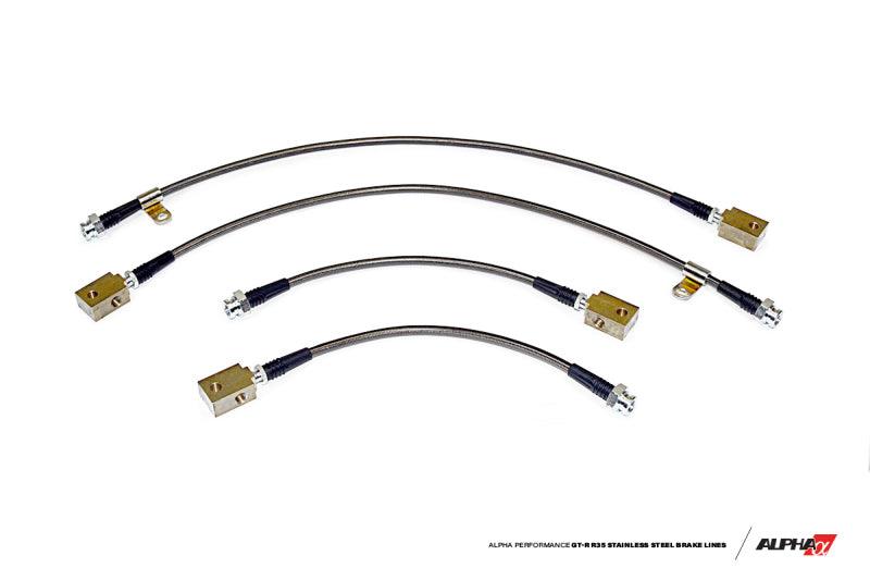 AMS Performance 2009+ Nissan GT-R R35 Alpha Short Route Style Stainless Steel Brake Lines - Attacking the Clock Racing