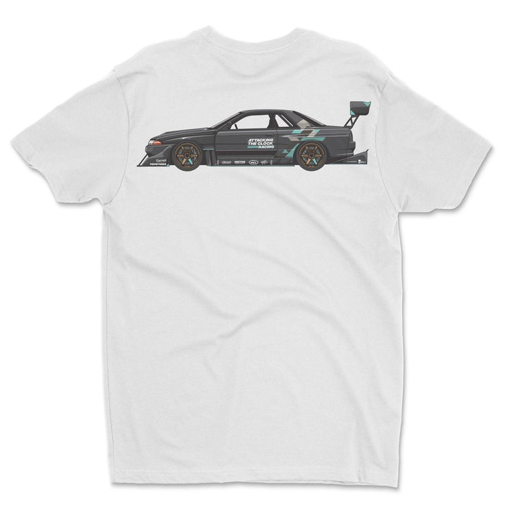R32 GTR Time Attack Shop Build T-Shirt - Attacking the Clock Racing