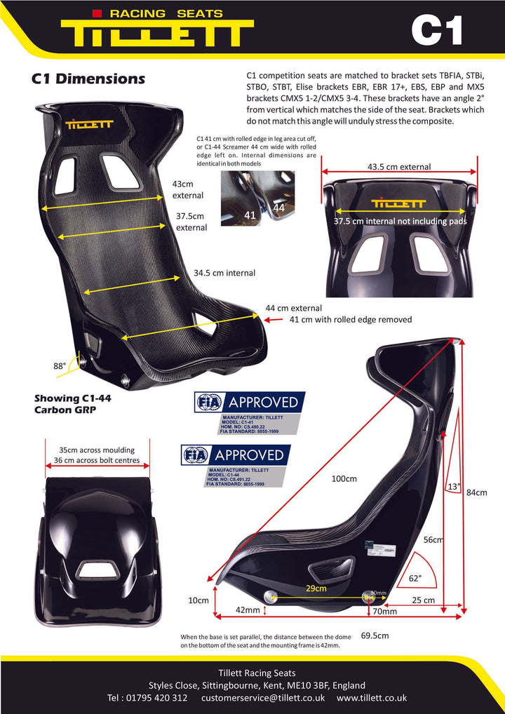 Tillett C1  Seats -Discounted - Slight Seconds/Factory Seconds