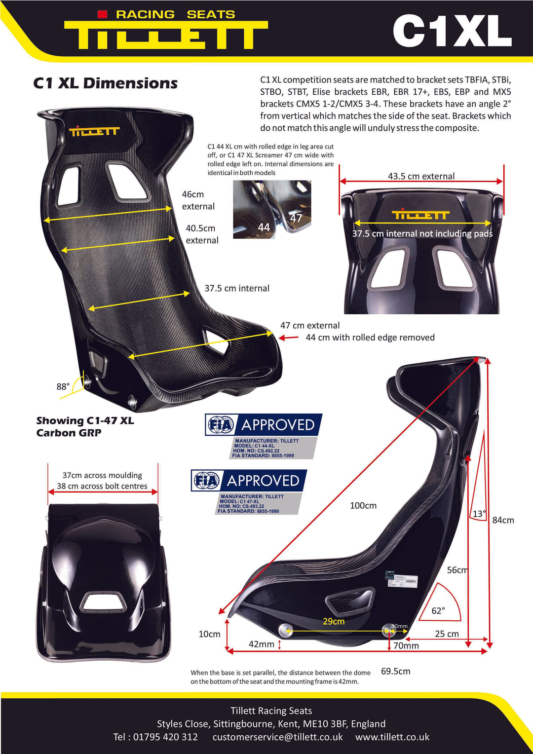 Tillett C1  Seats -Discounted - Slight Seconds/Factory Seconds