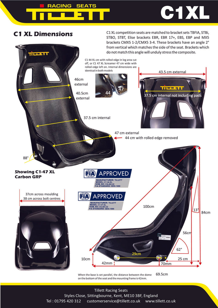 Tillett C1  Seats -Discounted - Slight Seconds/Factory Seconds
