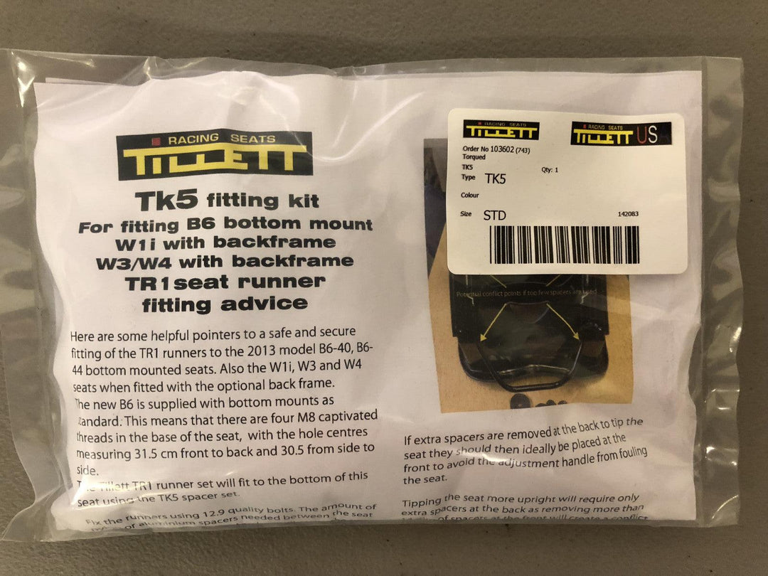 Tillett TK5 Seat Slider Fitment Kit for B6, W1 and W2 seats - Attacking the Clock Racing