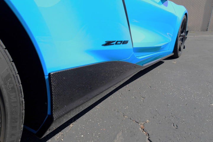 Chevrolet Corvette C8 Z06/ E Ray/ ZR1 Carbon Fiber Side Rocker Extensions/ Side Skirts