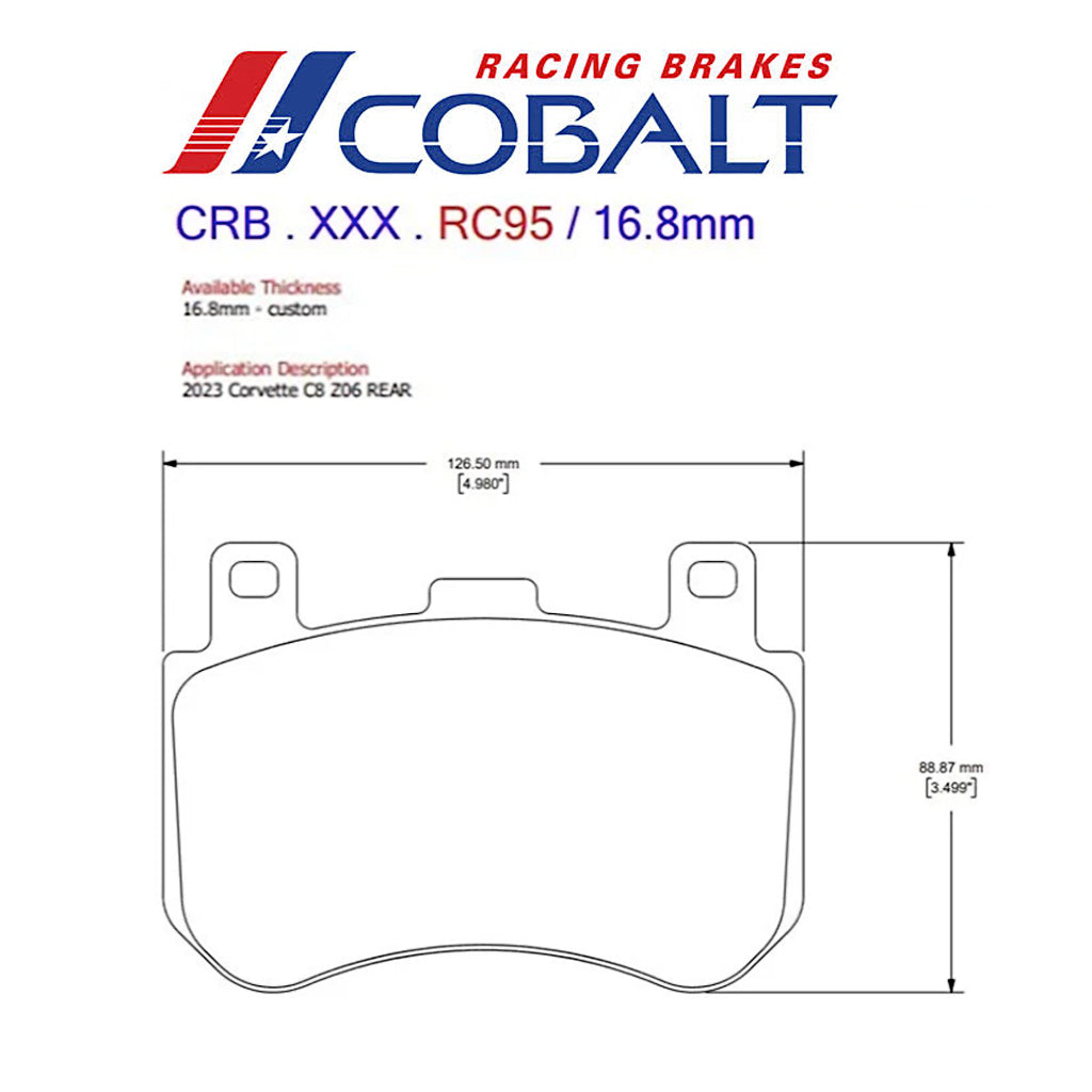 Cobalt Racing Brake Pads RC95 | C8 Z06 (Rear)