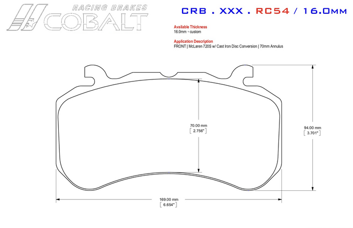Cobalt Racing Brake Pads | McLaren 600LT & 720S w/ Girodisc Conversion (Front)