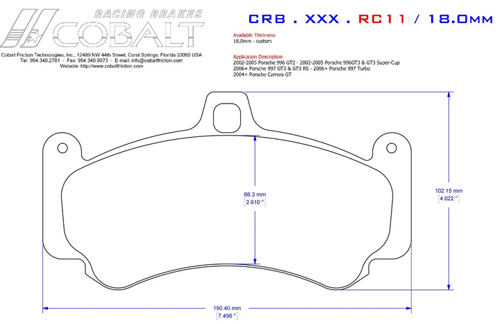 Cobalt Brake Pads RC11 Brake Pads (Front)