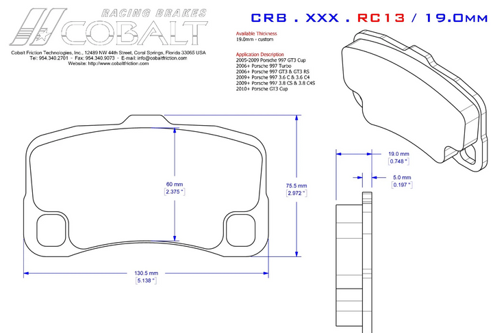 Cobalt Brake Pads RC13 Brake Pads (Rear)