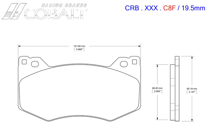 Cobalt Brake Pads Corvette C8 Z51 Brake Pads (Front)