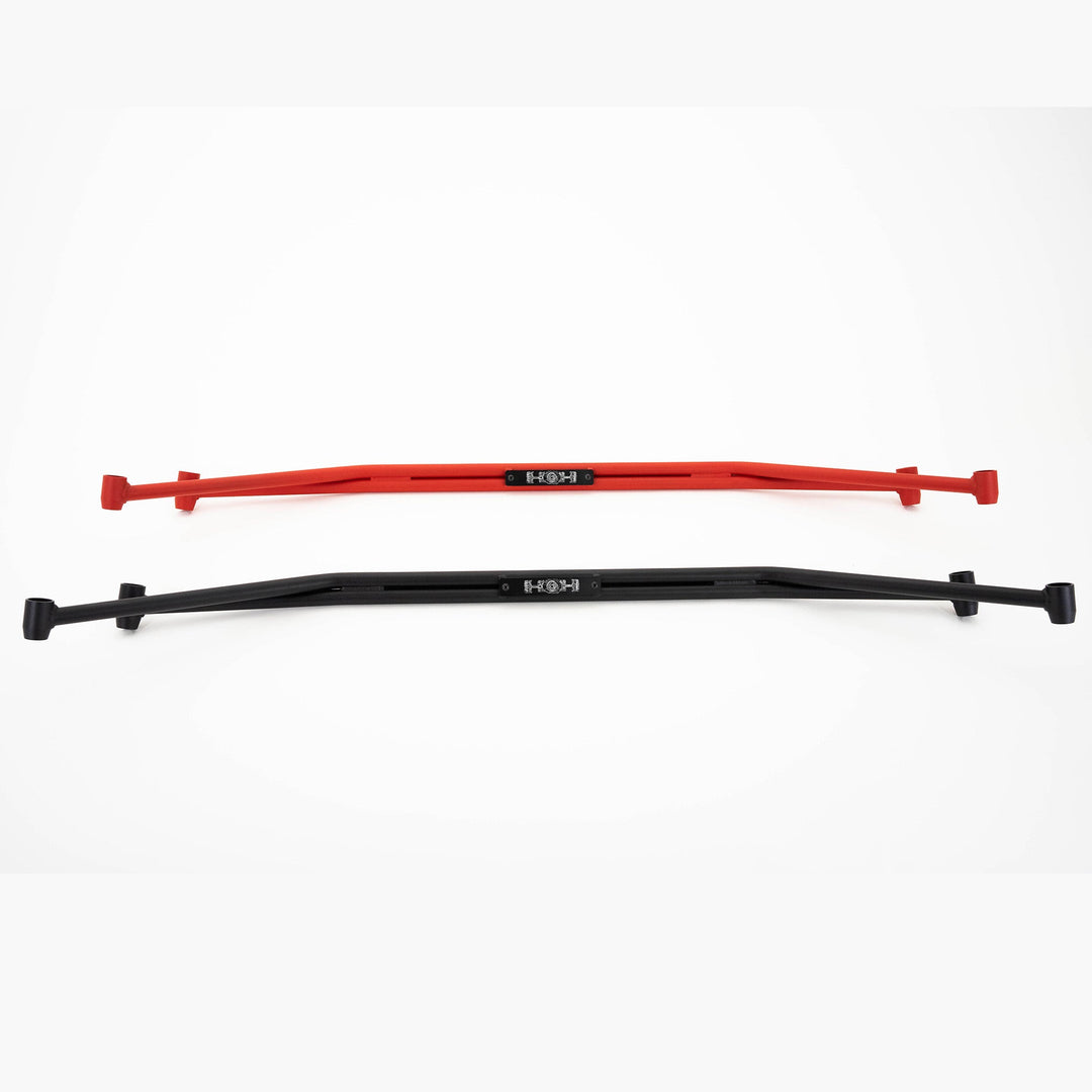 flat four logo MeLe strut tower bar in red and black