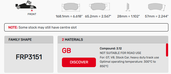 Ferodo FRP3151G DS3.12 Brake Pads