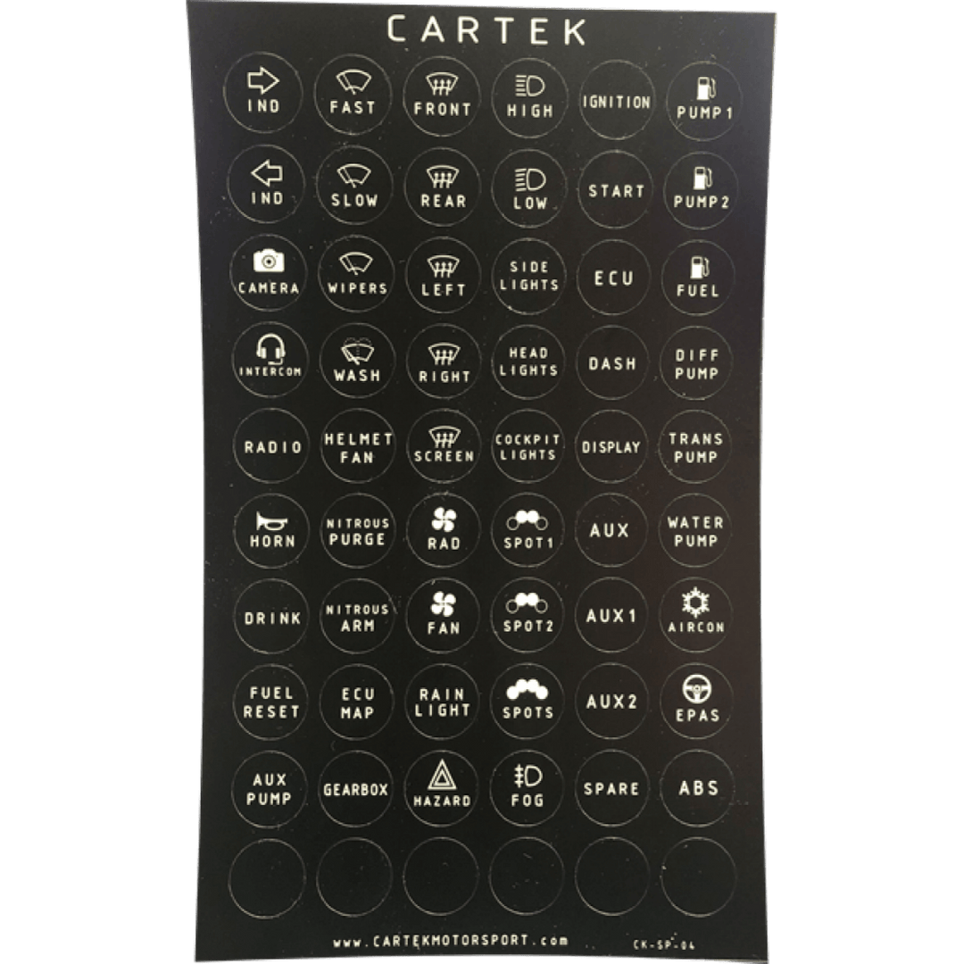 Cartek Power Distribution Panel Labels (Retro) - Attacking the Clock Racing