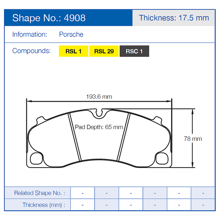 Pagid Racing 4908 Brake Pads