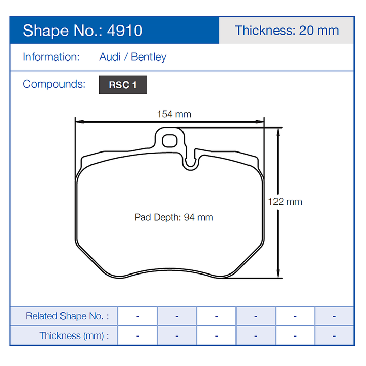 Pagid Racing Brake Pads No.4910 (Front)