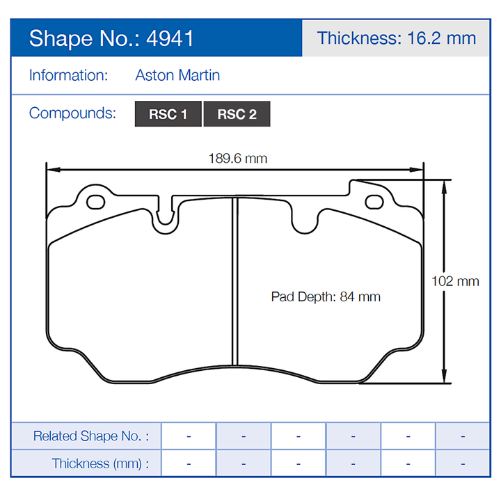 Pagid Racing Brake Pads No. 4941 (Front)