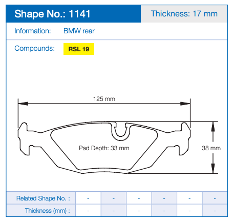 Pagid Racing Brake Pads No. 1141 (Rear)