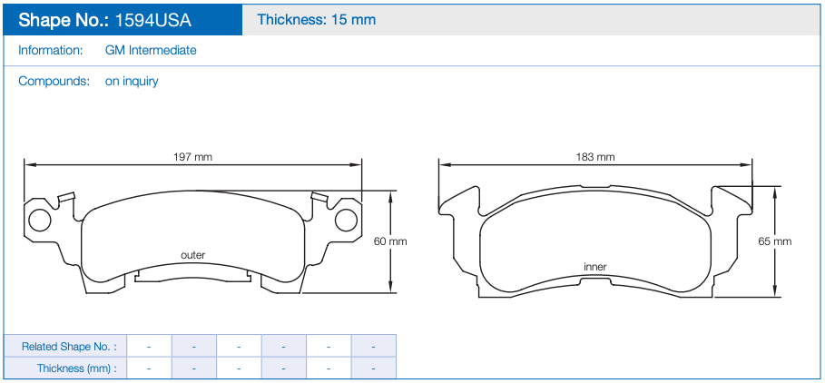 Pagid Racing Brake Pads No. 1594 (Front)