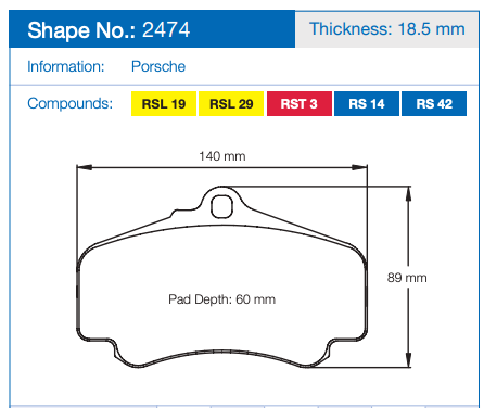 Pagid Racing Brake Pads No. 2474 (Front)