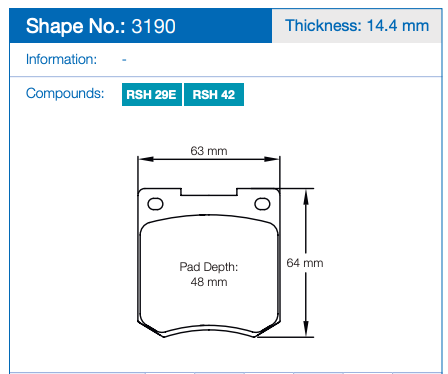 Pagid Racing Brake Pads No. 3190
