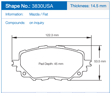 Pagid Racing Brake Pads No. 3830 USA (Front)
