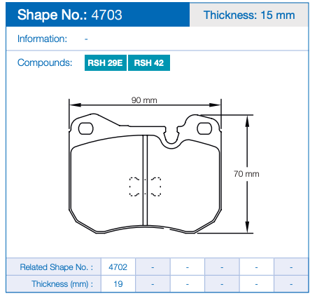 Pagid Racing Brake Pads No. 4703 (Front)