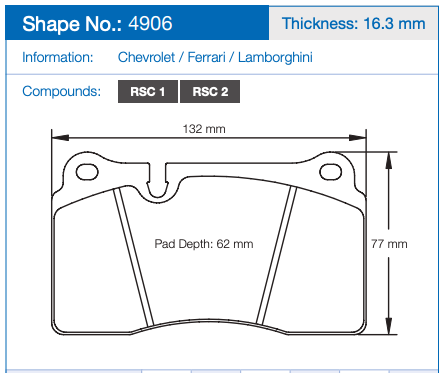 Pagid Racing Brake Pads No. 4906 (Rear)