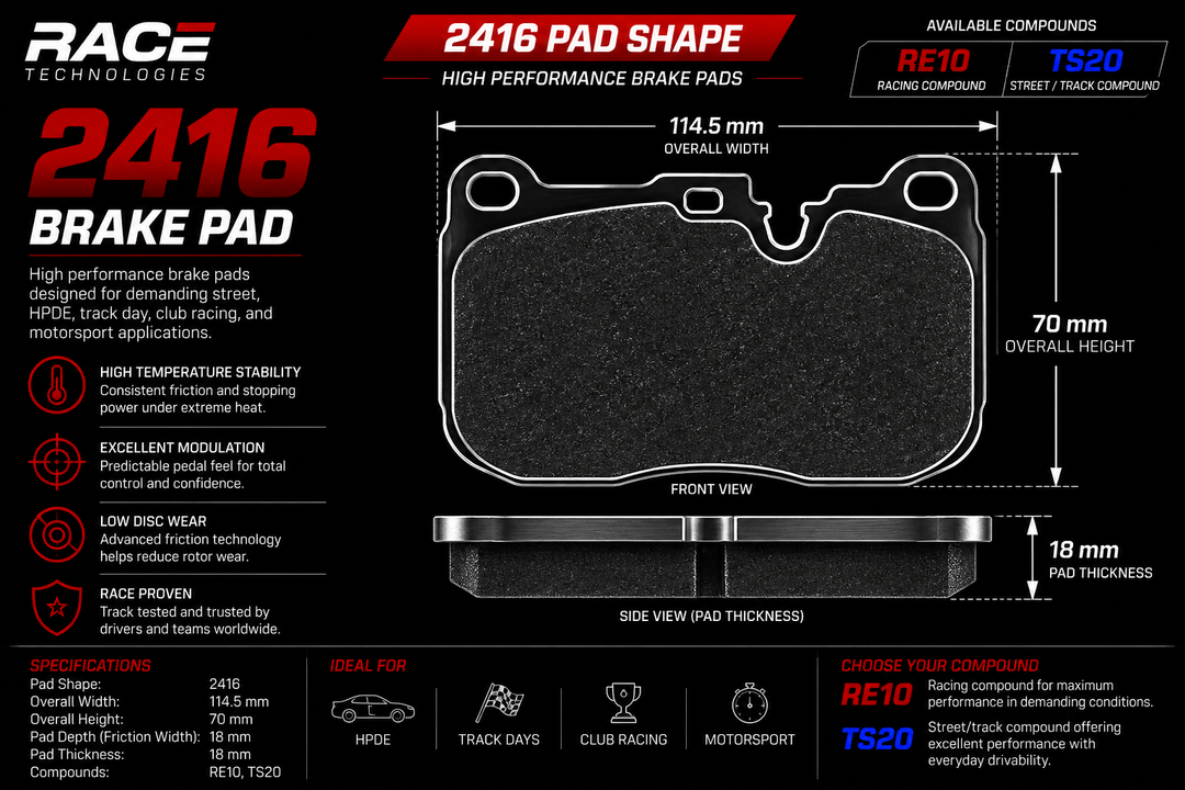 Race Technologies RE10 Brake Pad - 2416.18.RE10 (Front)