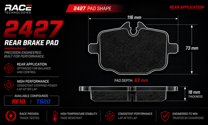 Race Technologies RE10 Brake Pad - 2427.18.RE10