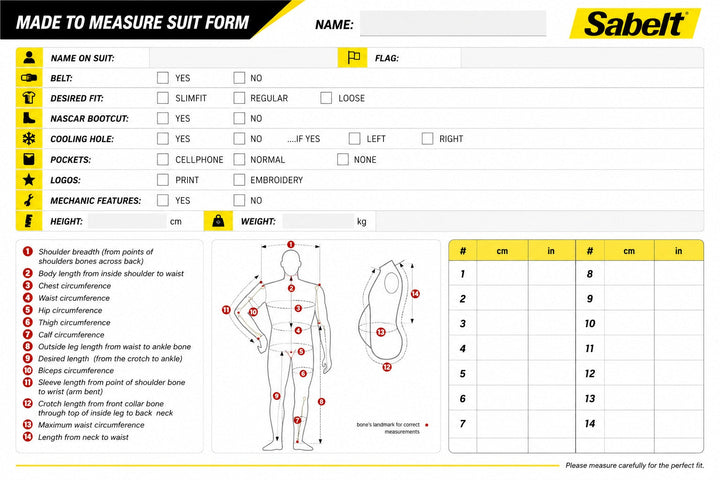 Sabelt Custom Superlight TS-10 Driver Race Suit