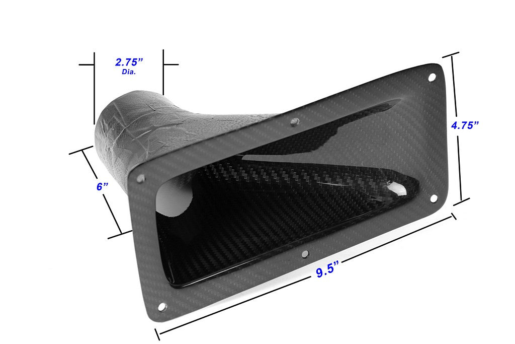 Universal Fitment 9.25" X 4.75" Carbon Fiber Air Inlet Duct w/ Flange