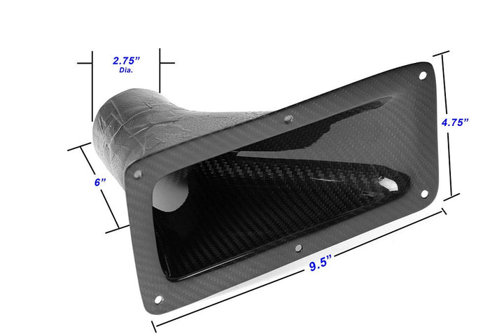 Universal Fitment 9.25" X 4.75" Carbon Fiber Air Inlet Duct w/ Flange